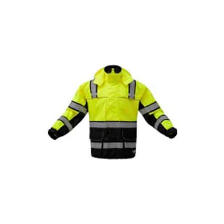 Gss Safety GSS Safety 6501 Rain Coat, Class 3, Lime/Black, L/XL 6501-L/XL
